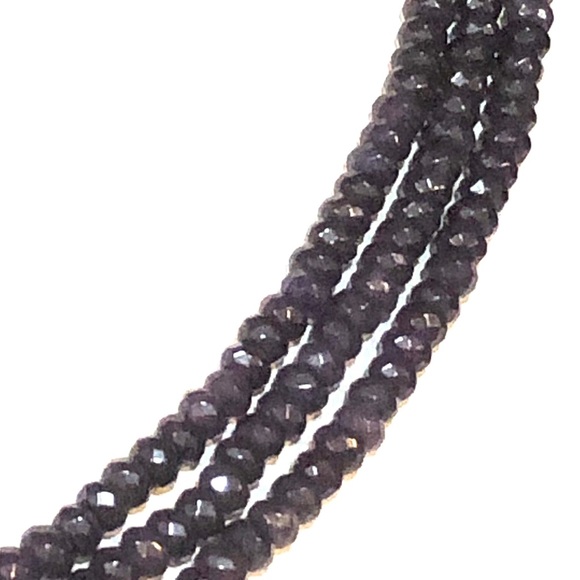 Beautiful 3 Row Genuine Dark Amethyst Necklace - Picture 4 of 5